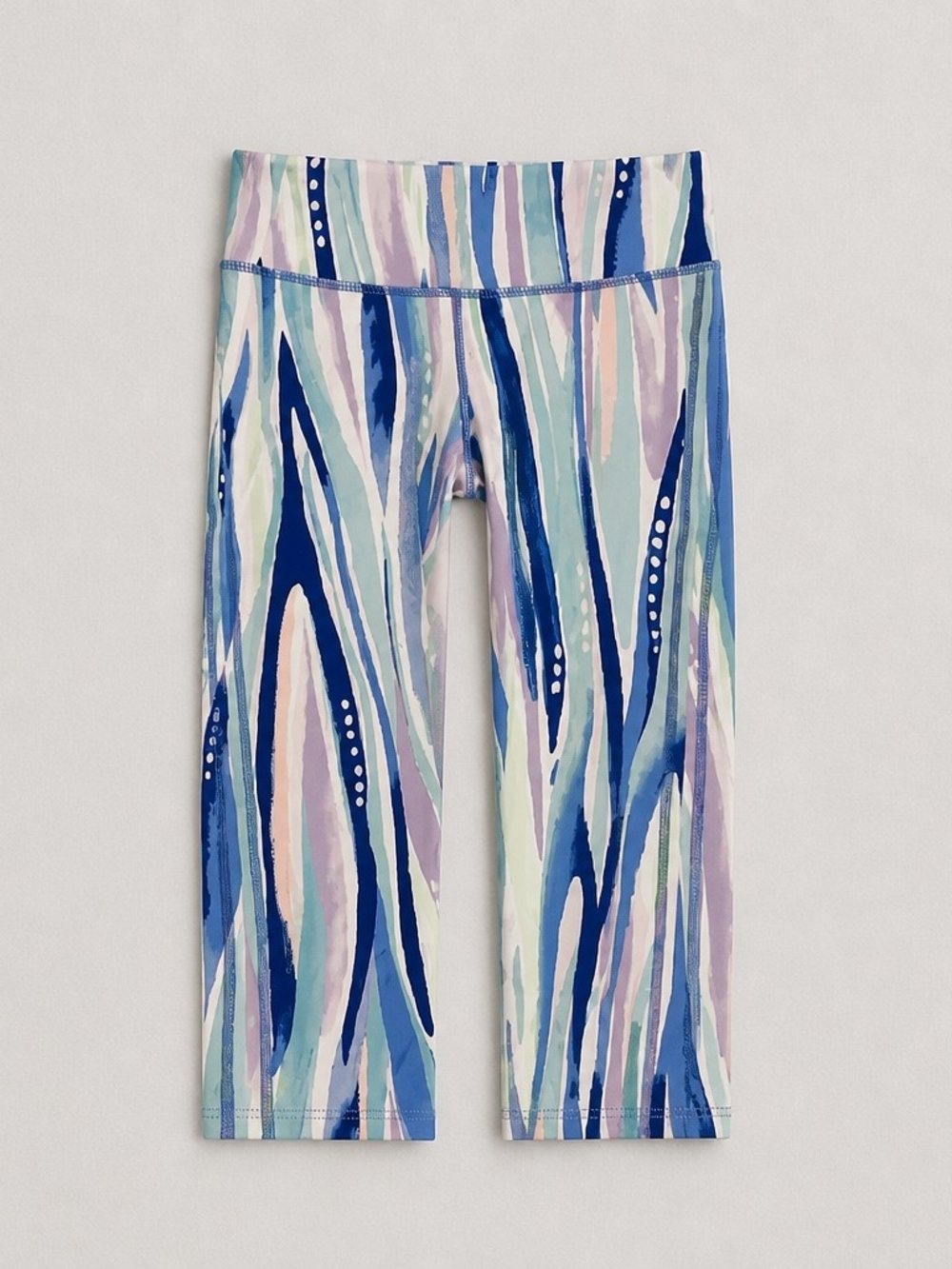 Lilly Pulitzer Blue Multi Abstract Print Capri Leggings